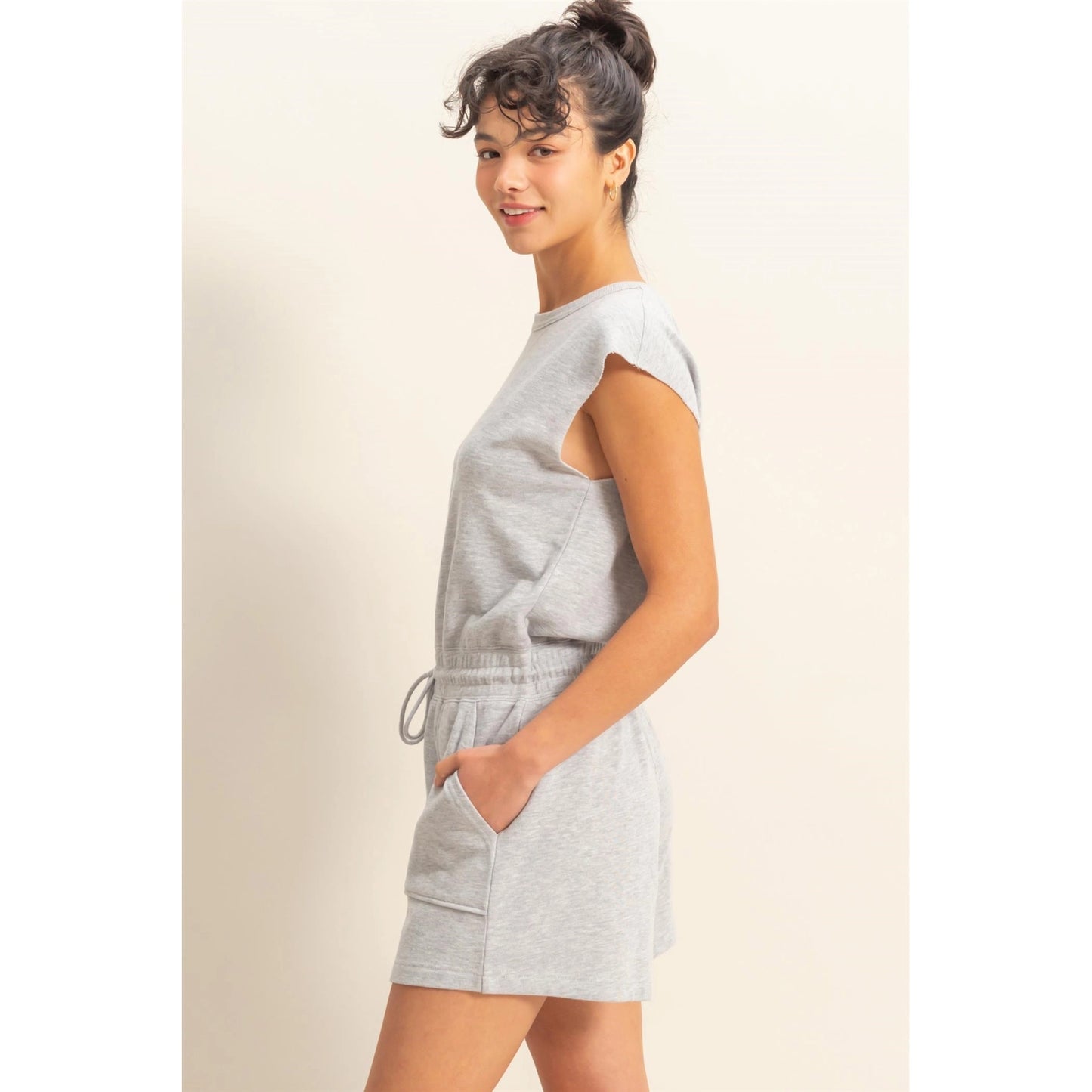 Sleeveless Drawstring Waist Romper