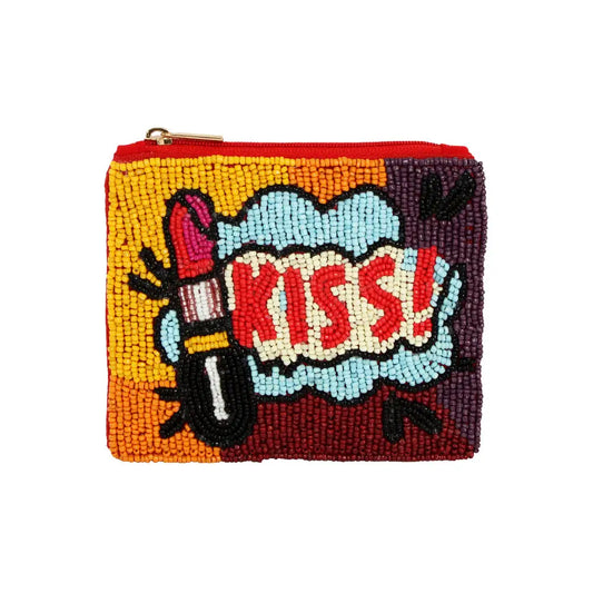 Kiss beaded coin purse