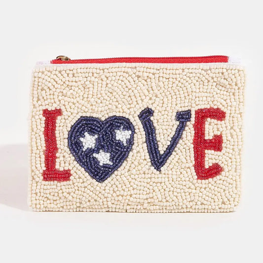 USA Love beaded coin purse