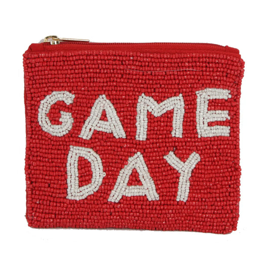 Red Game Day beaded coin purse
