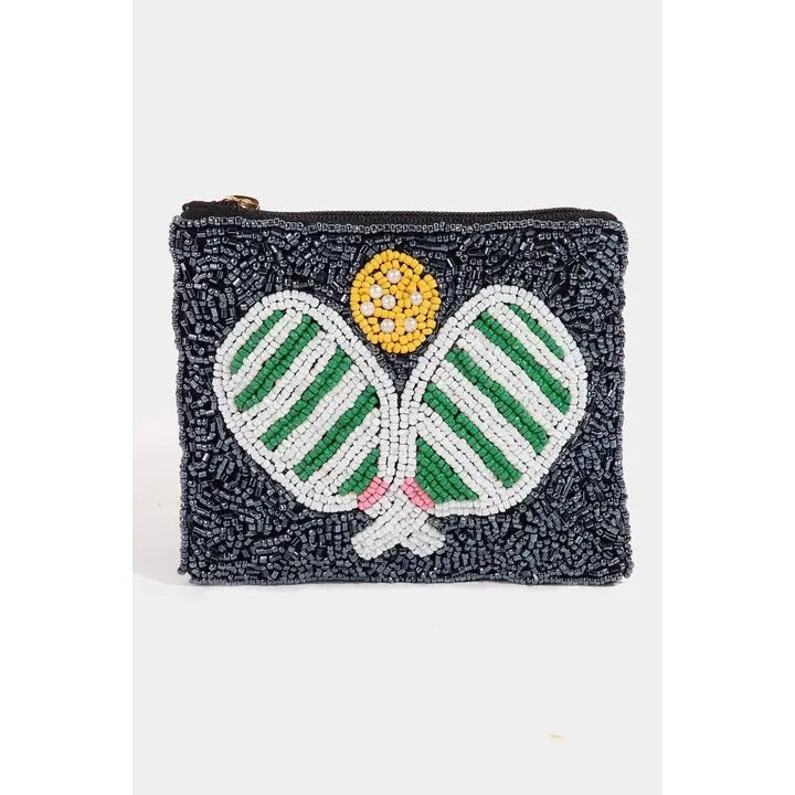 Pickleball beaded coin purse