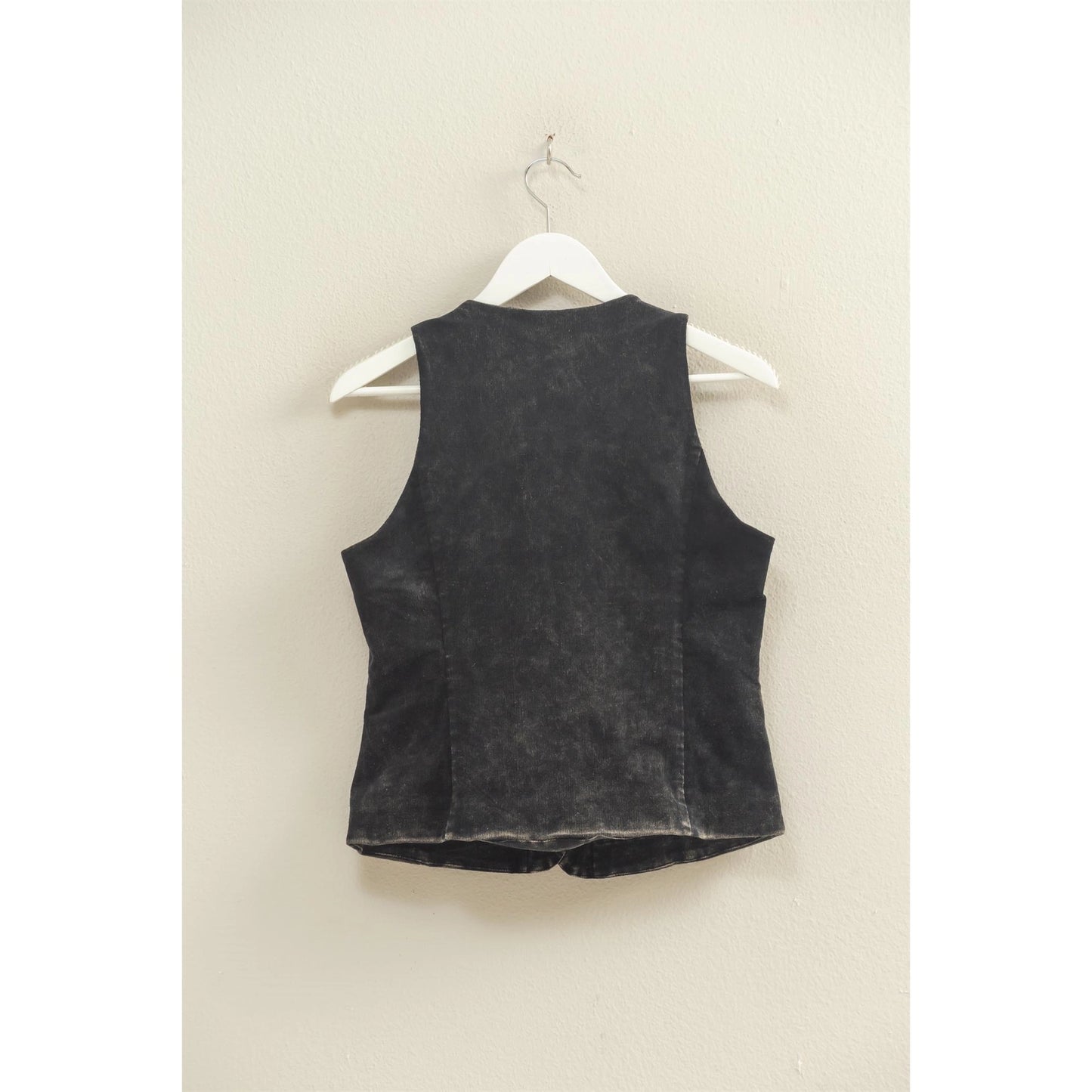 Mineral Washed Sleek Buttoned Vest