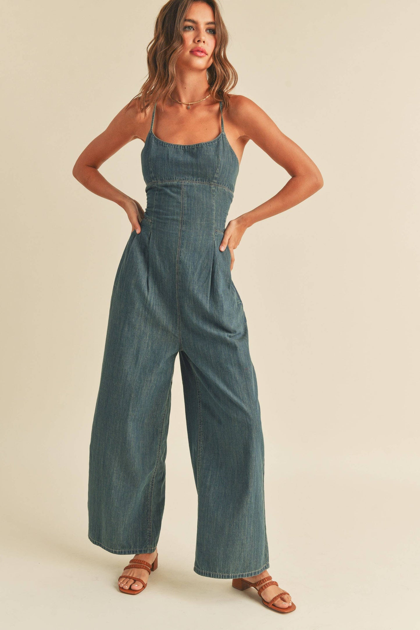 BRANDY WASHED DENIM JUMPSUIT