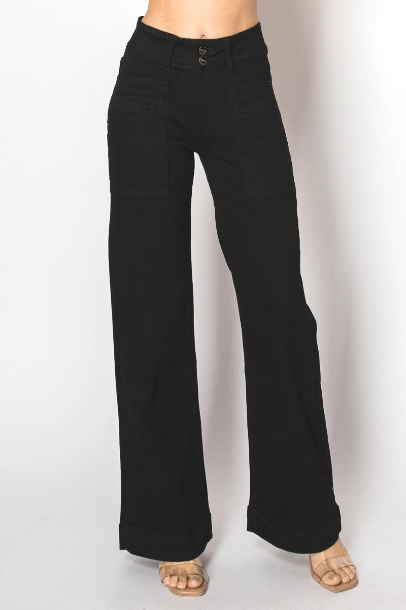 Wide Leg BlackDenim Jeans