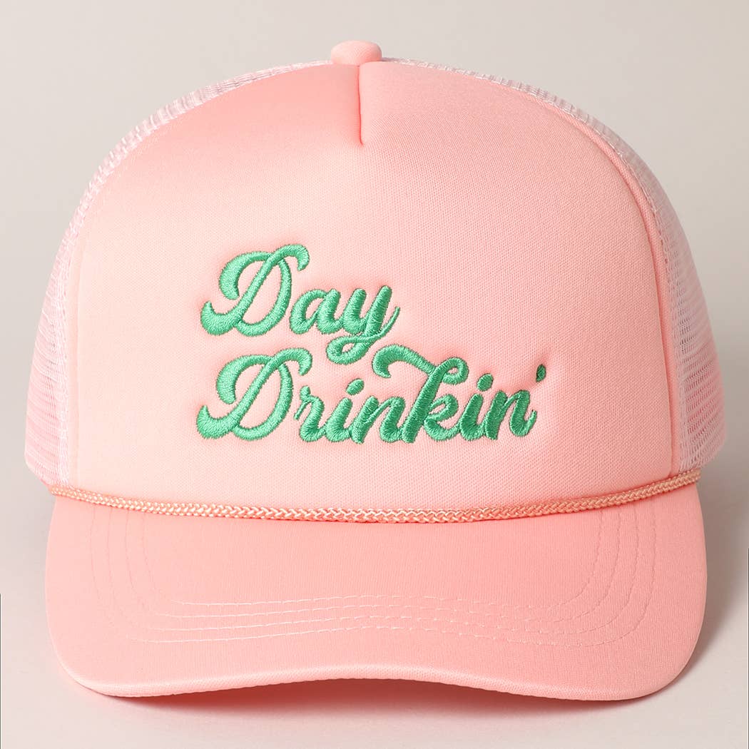 Day Drinkin Embroidery Mesh Back Trucker Hat