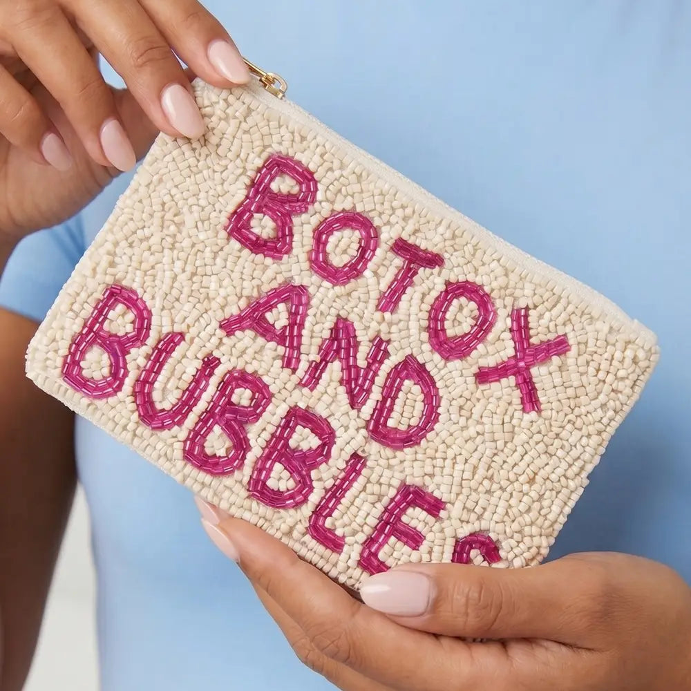 Botox and Bubbles Beaded Coin Purse