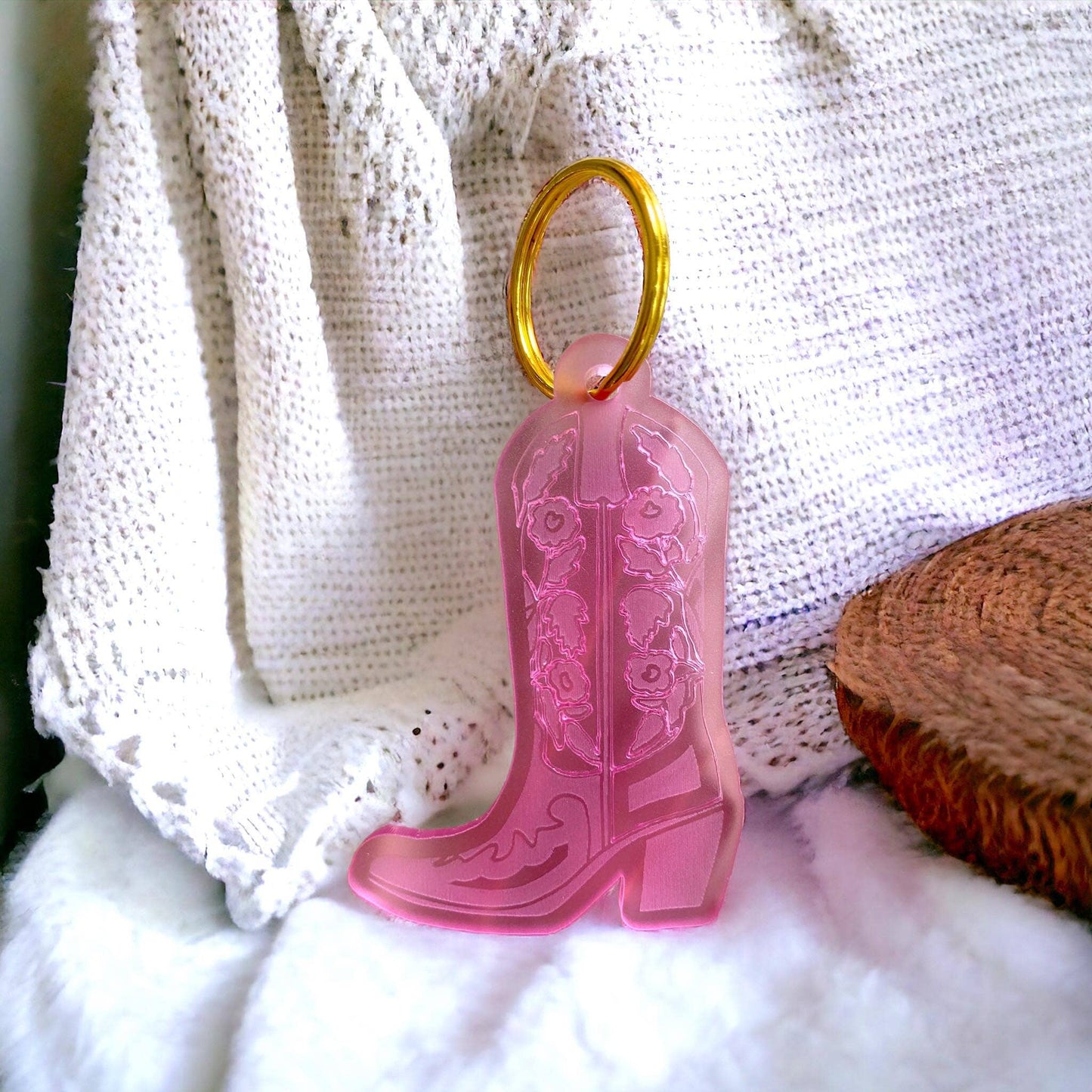 Cowboy Boot Rose Keychain