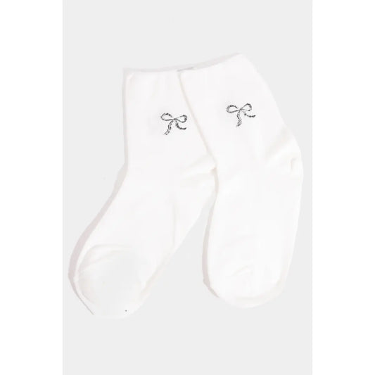 Silver Ribbon Embroidered Socks