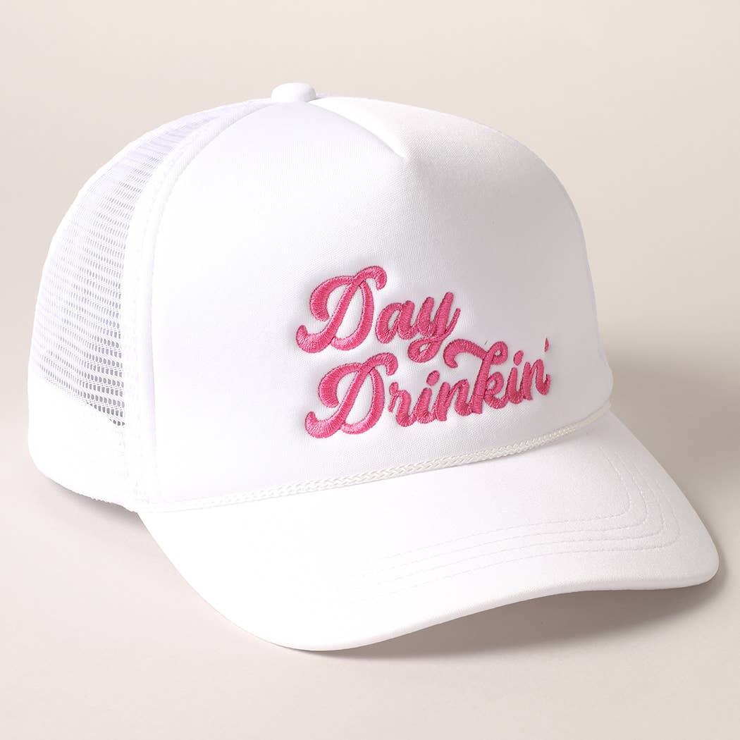 Day Drinkin Embroidery Mesh Back Trucker Hat