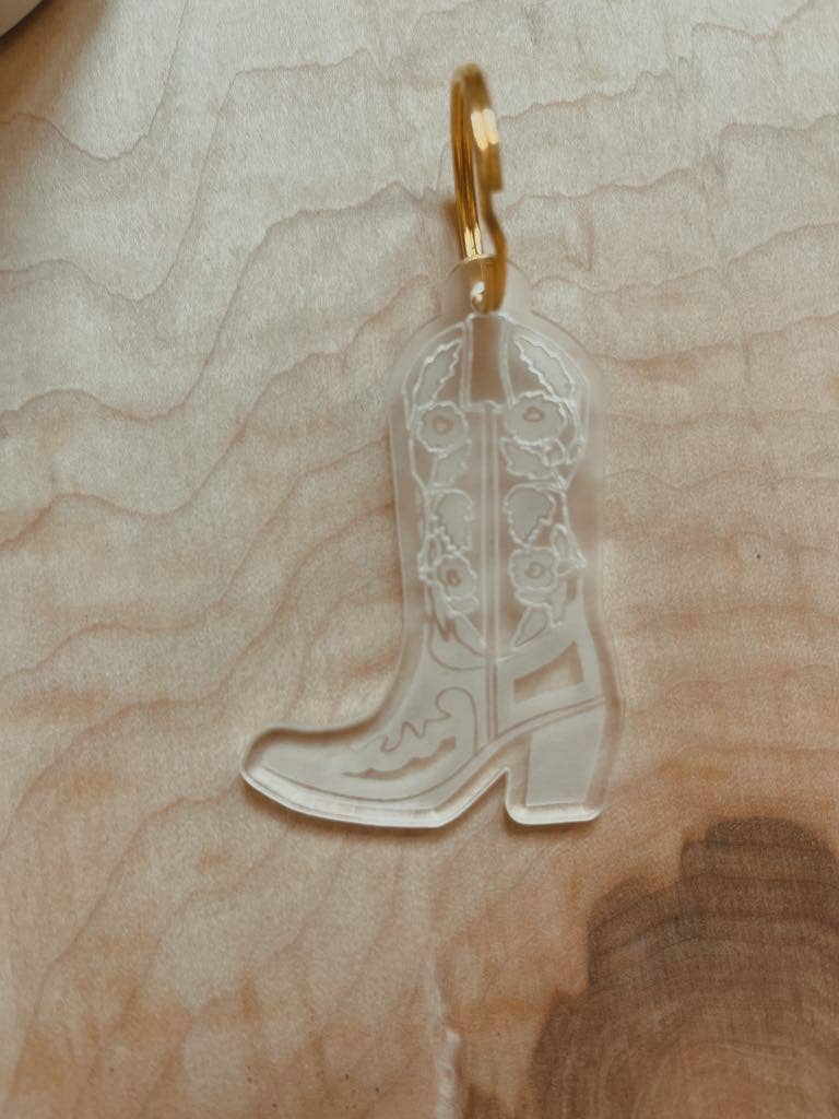 Floral Rose Cowboy Boot Western Keychain Jewelry