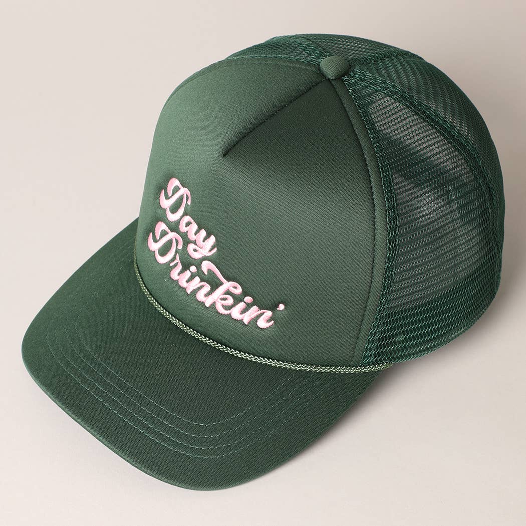 Day Drinkin Embroidery Mesh Back Trucker Hat