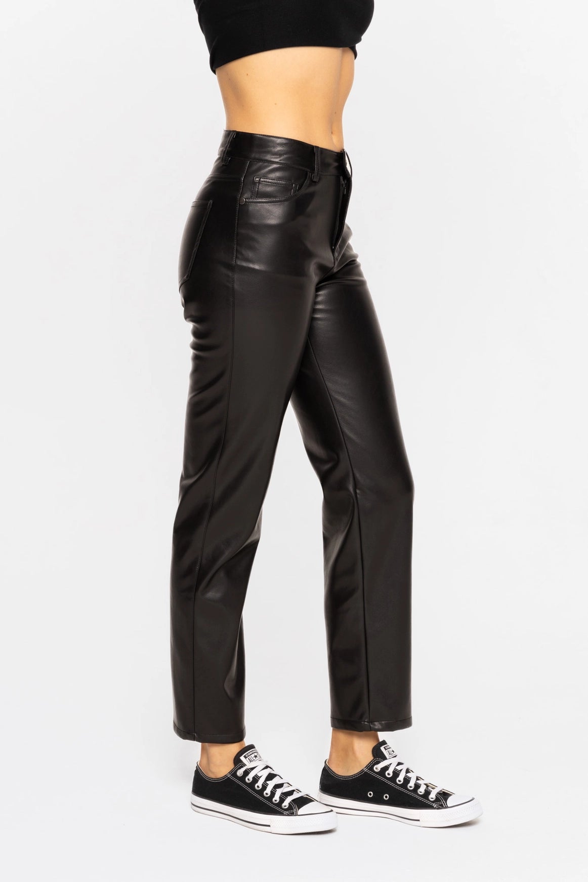 Vegan Leather Straight Leg Pants