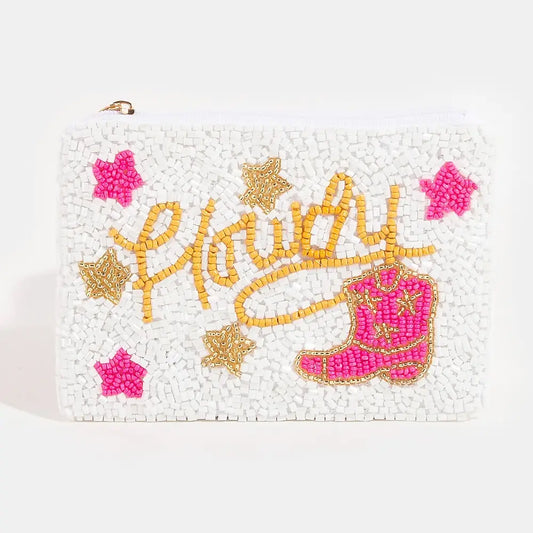 Howdy beaded coin purse