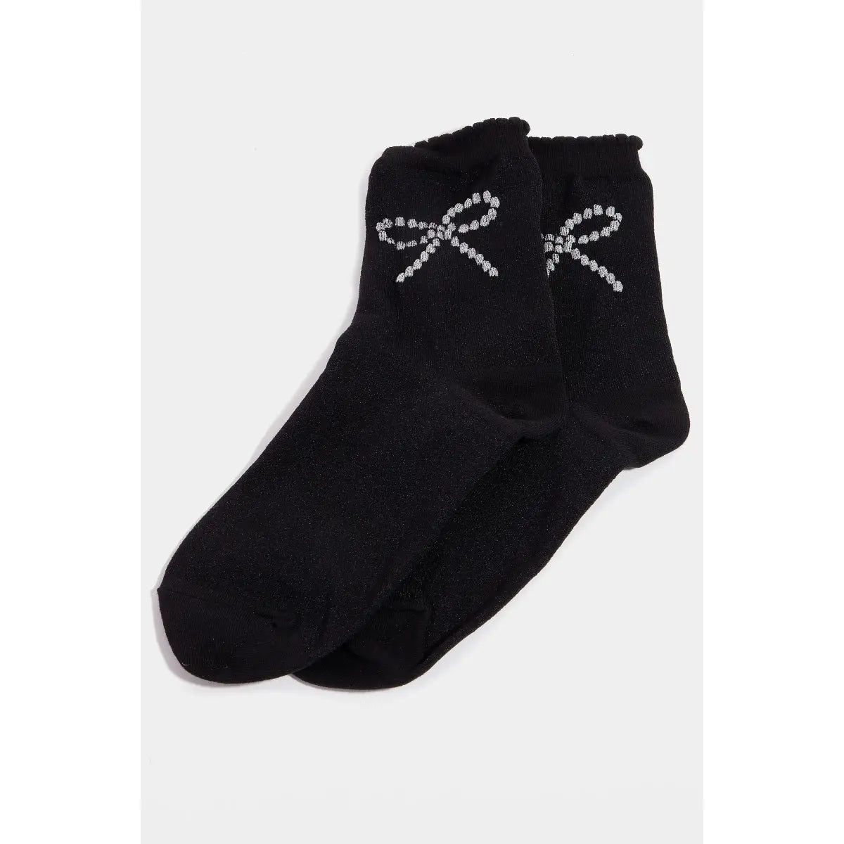 Silver Ribbon Embroidered Socks