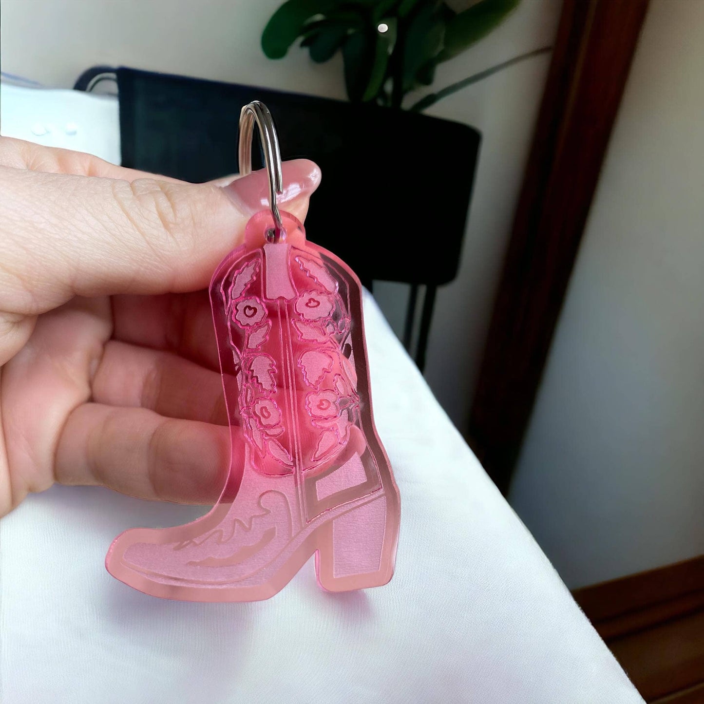 Cowboy Boot Rose Keychain