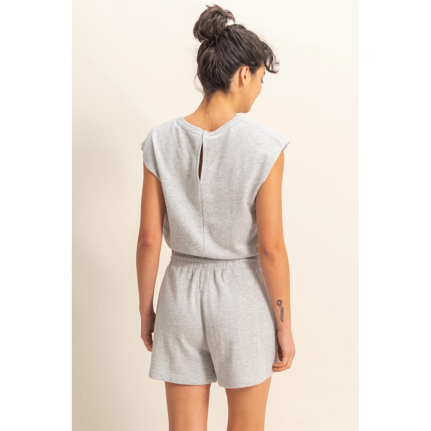 Sleeveless Drawstring Waist Romper