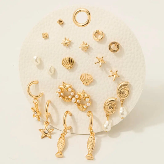 Assorted Sea Life 10 Pair Stud Earrings Set