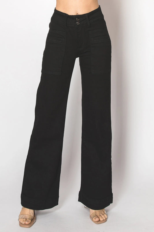 Wide Leg BlackDenim Jeans