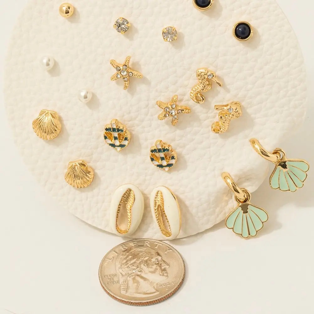 Mixed Sea Life Stud Earrings Set