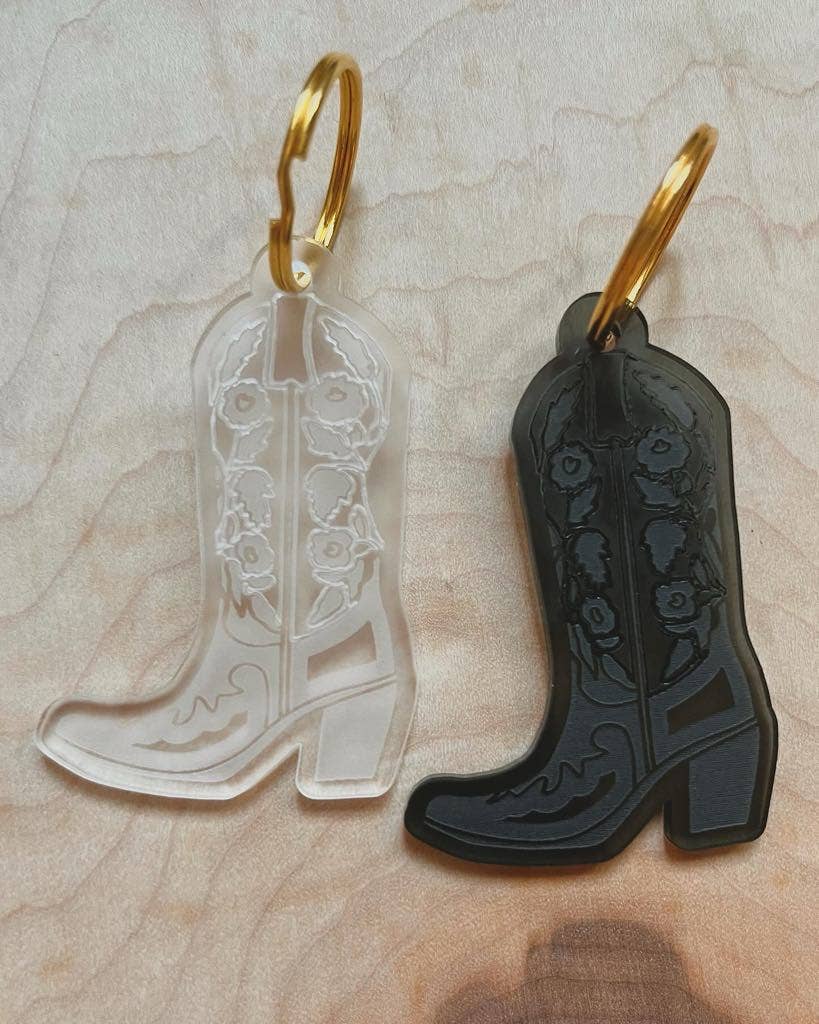 Floral Rose Cowboy Boot Western Keychain Jewelry