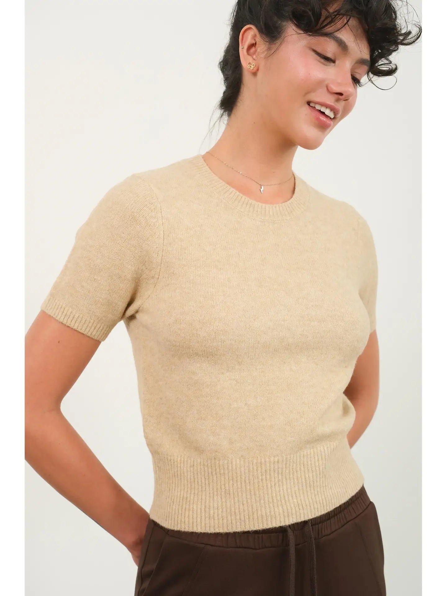 Short Sleeve Knit Sweater