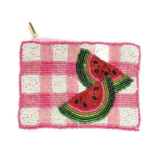 Watermelon Slices beaded coin purse