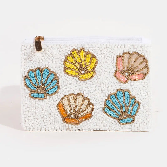 Colorful Seashells beaded coin purse