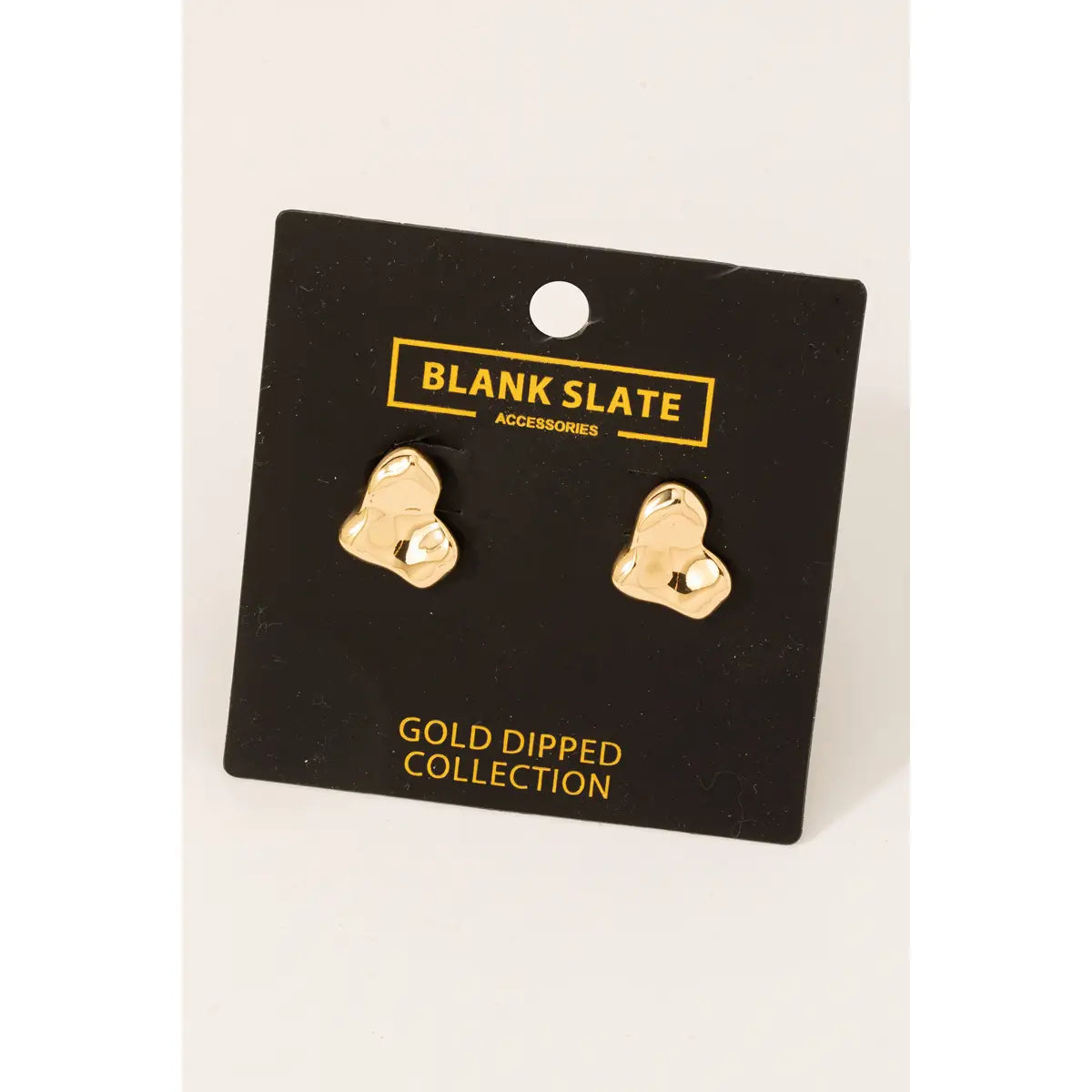 Gold Dipped Warped Heart Earrings