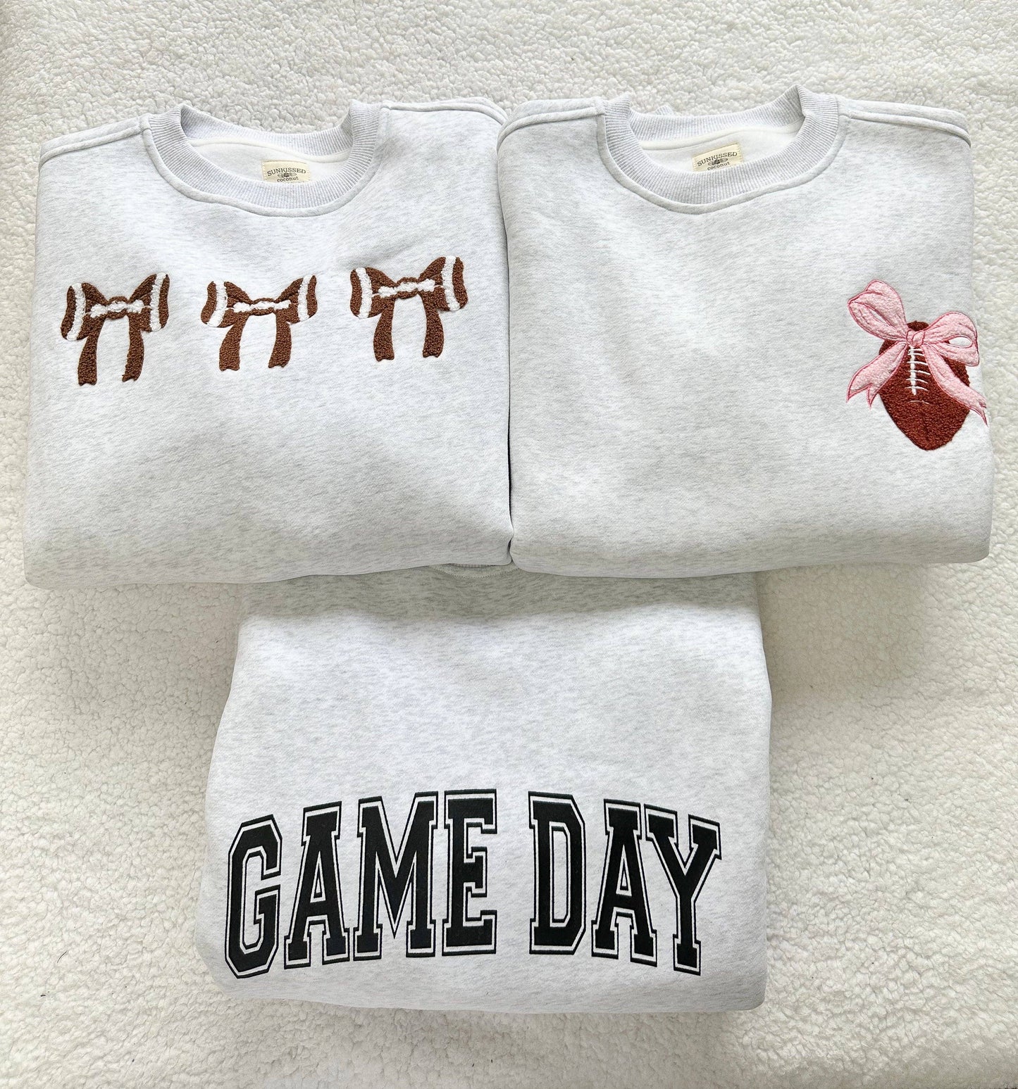 Football Coquette Bows Embroider Sweatshirt