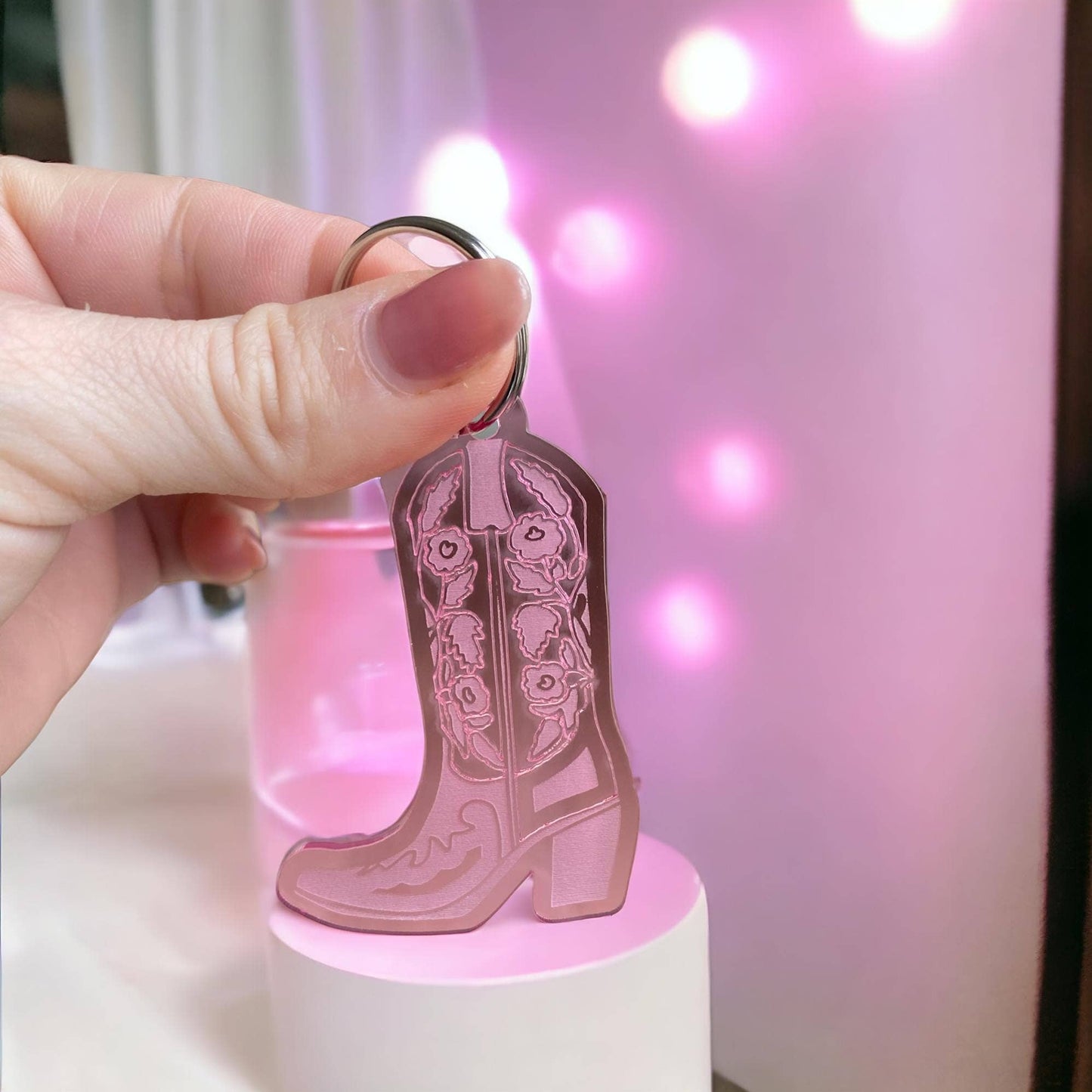 Cowboy Boot Rose Keychain