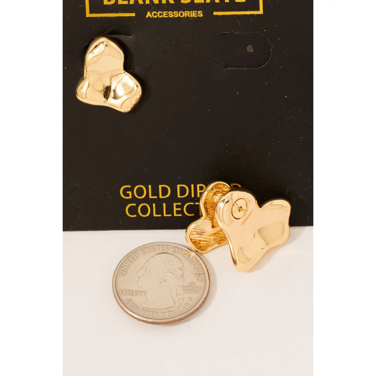 Gold Dipped Warped Heart Earrings