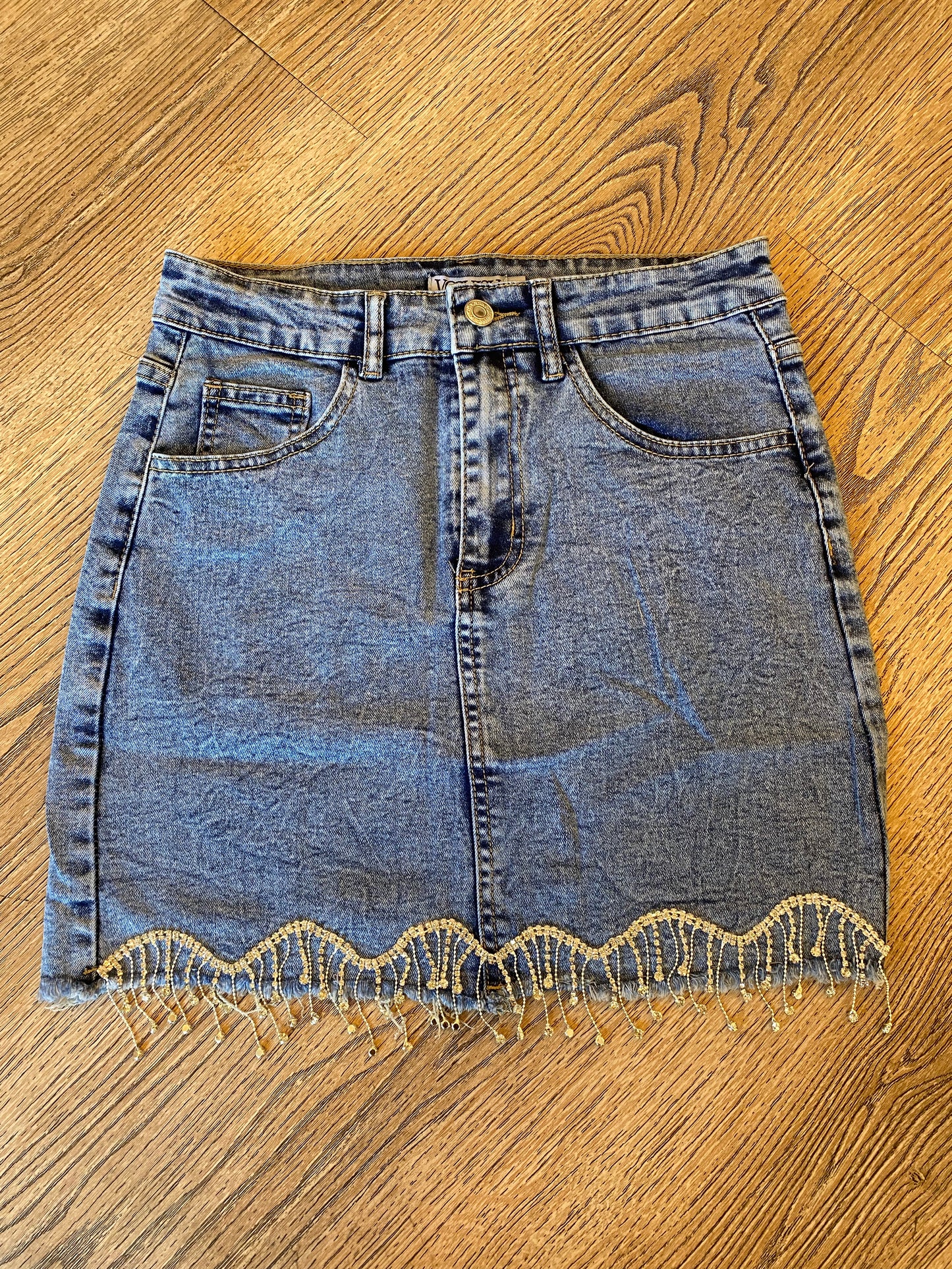 Rhinestone Denim Skirt