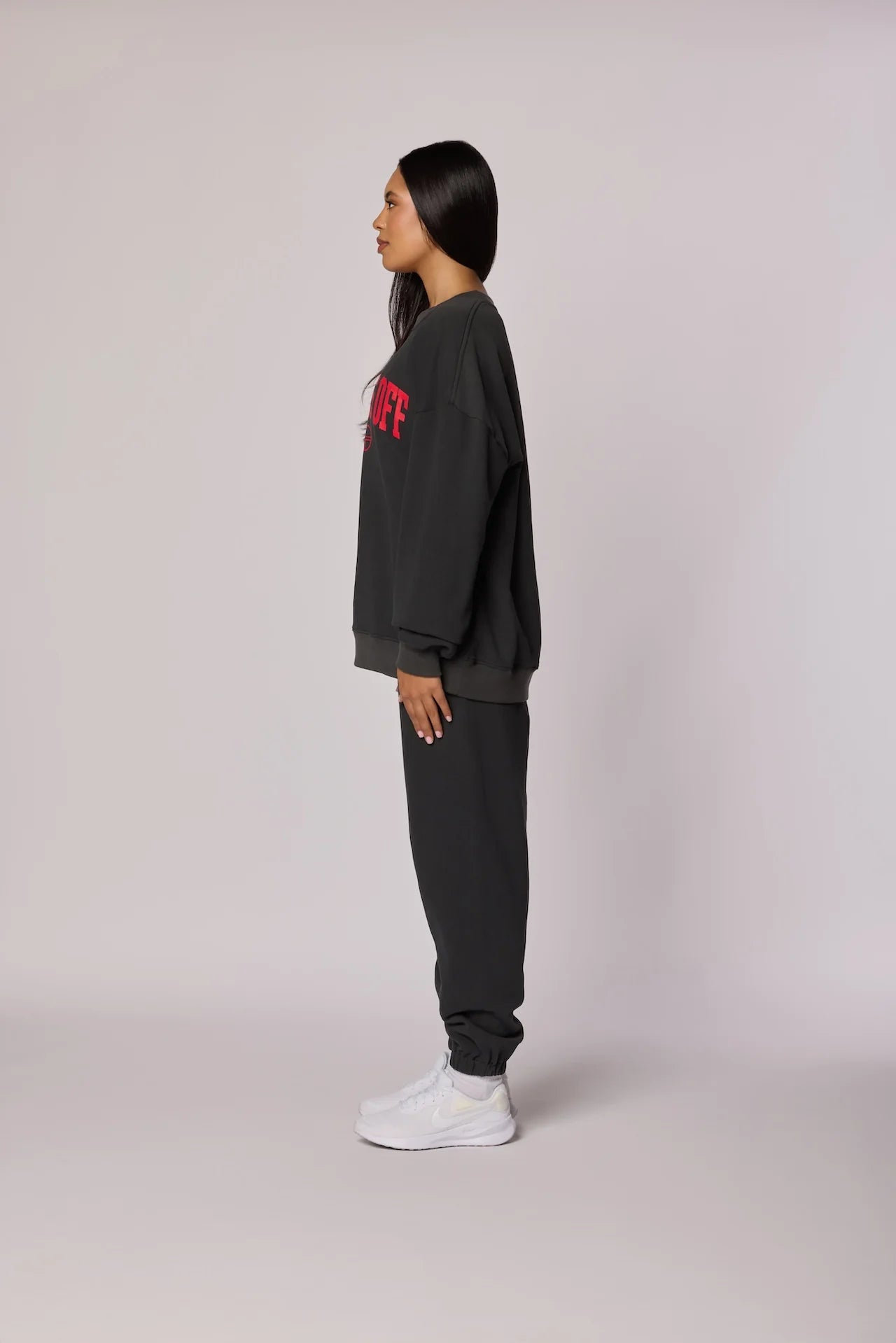 "NO DAYS OFF" Oversized crewneck Sweatshirt - Washed Black