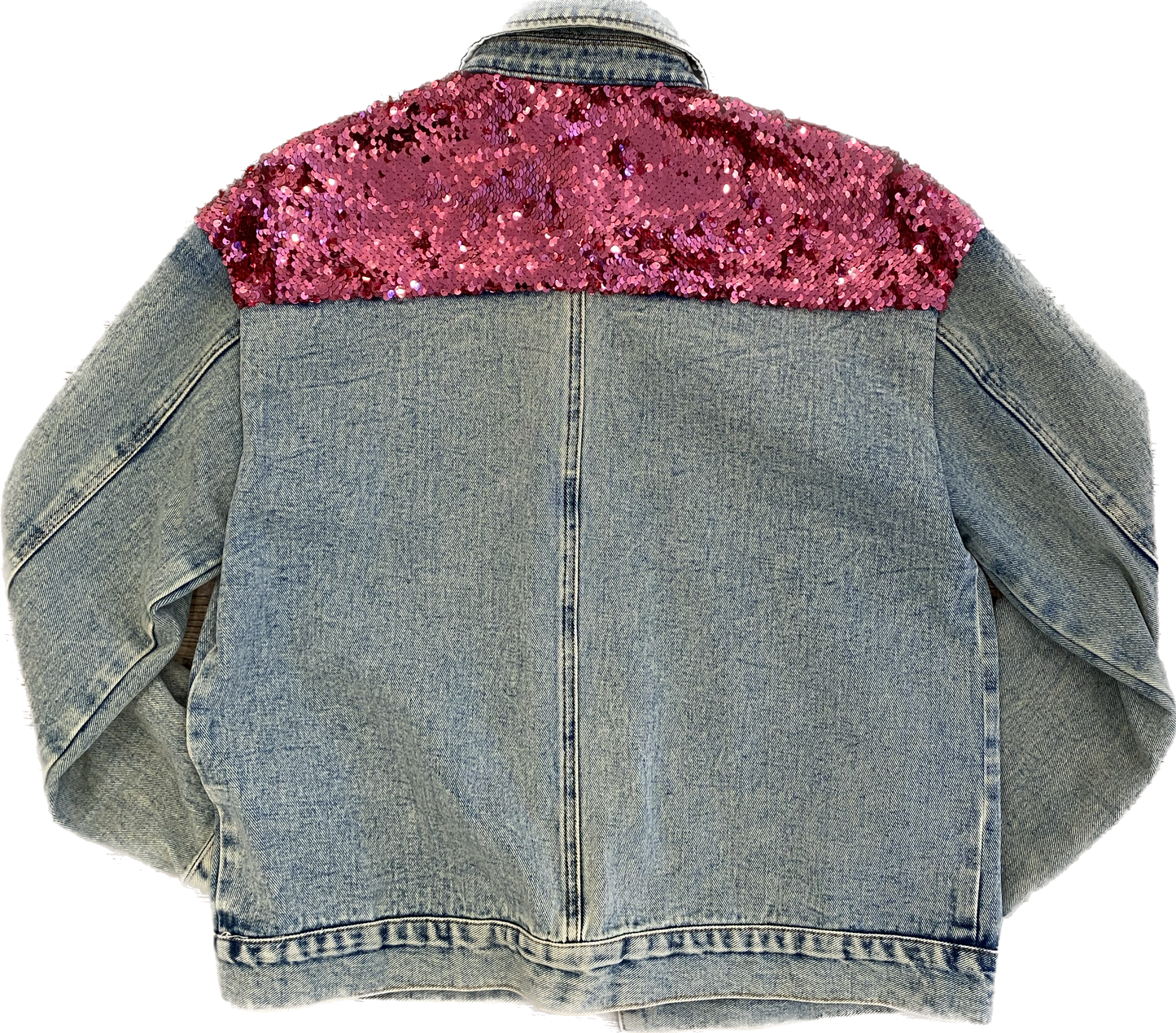 pink sequin denim jacket