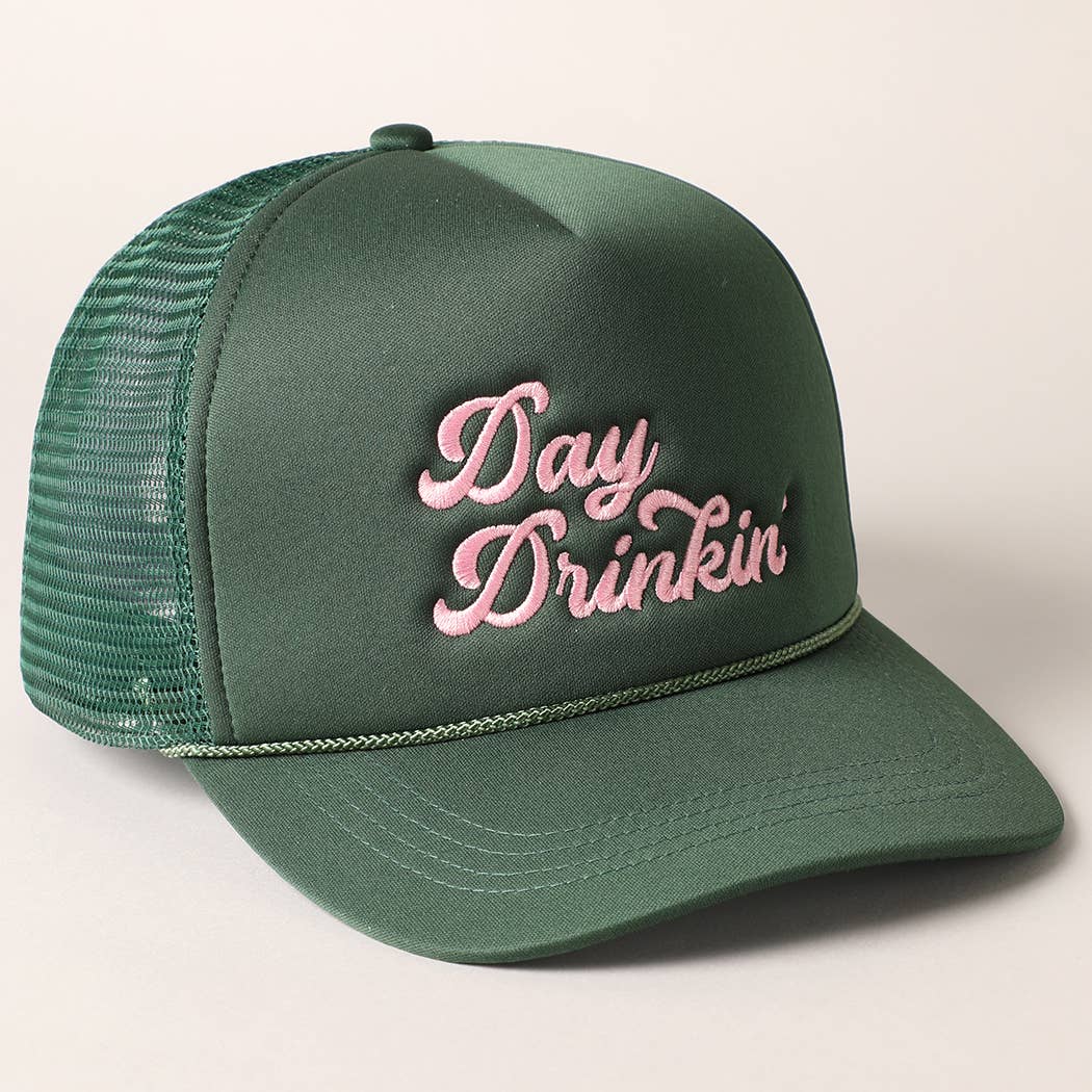 Day Drinkin Embroidery Mesh Back Trucker Hat