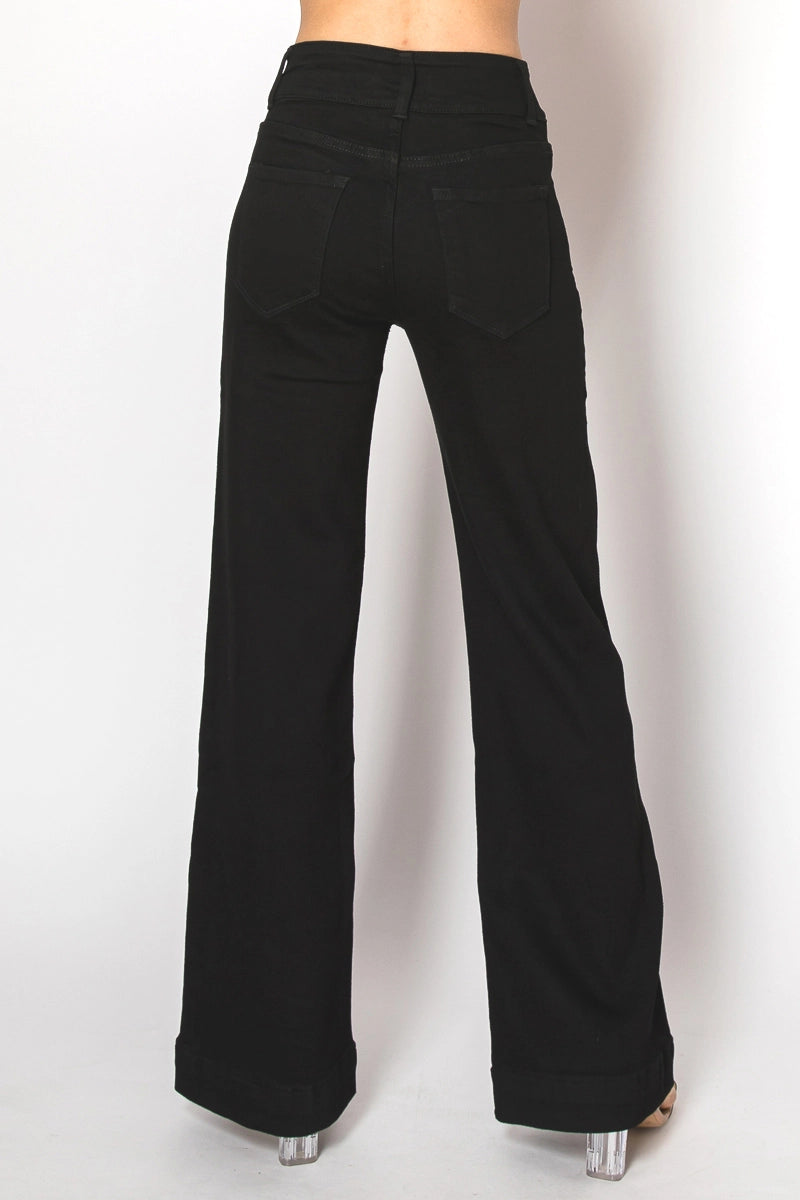 Wide Leg BlackDenim Jeans