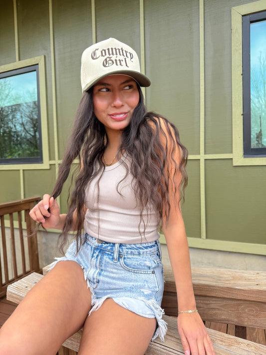 Country Girl Embroidered Trucker Hat