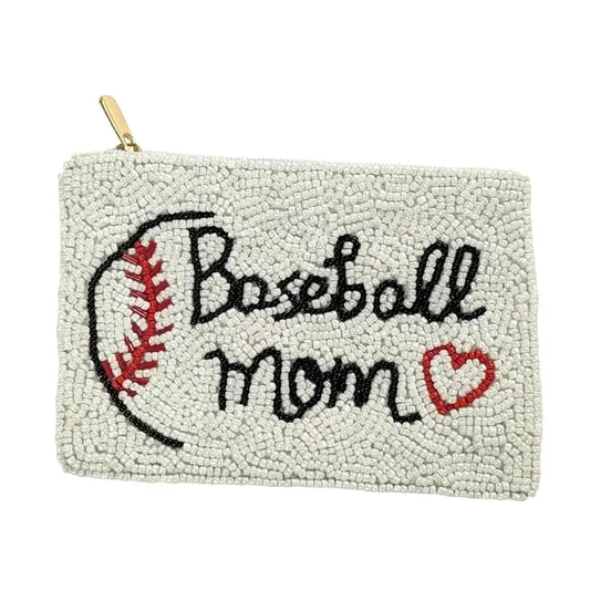 Baseball Mom Beaded Coin Purse