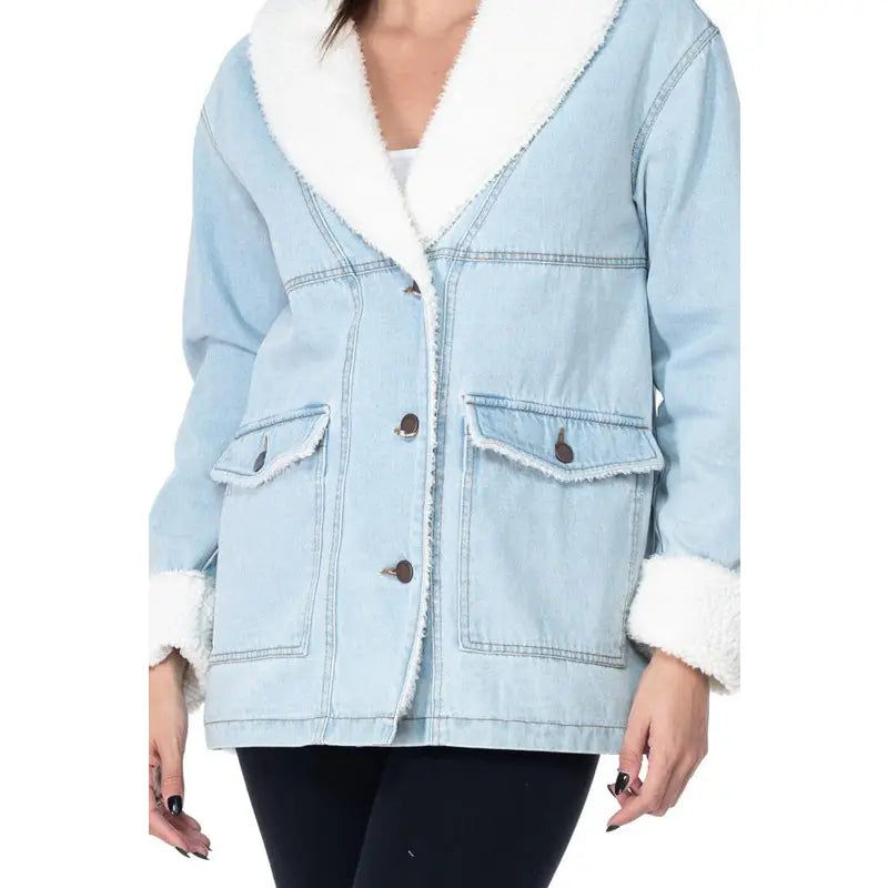 Oversize Jacket with Sherpa Lining