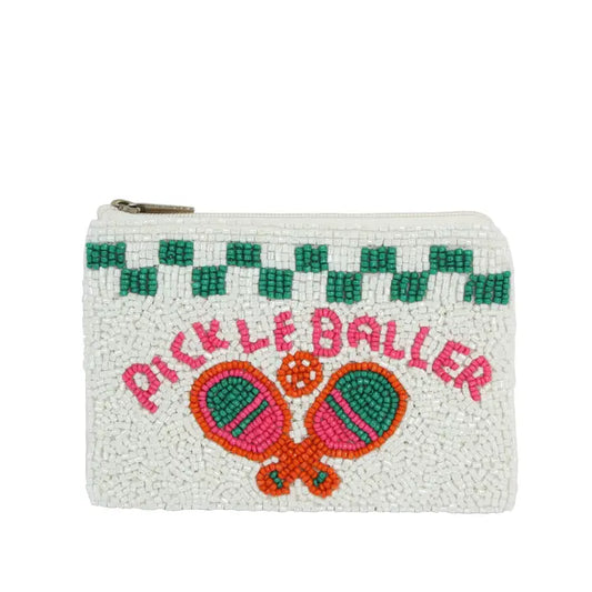 Pickleballer beaded coin purse