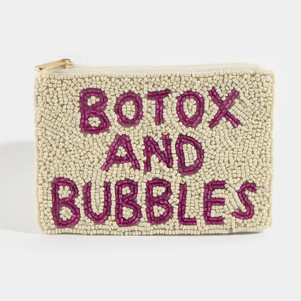 Botox and Bubbles Beaded Coin Purse