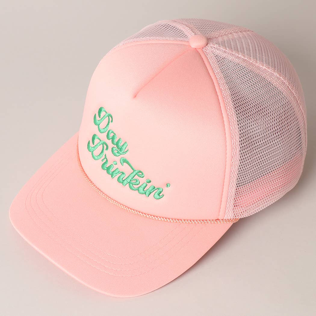 Day Drinkin Embroidery Mesh Back Trucker Hat