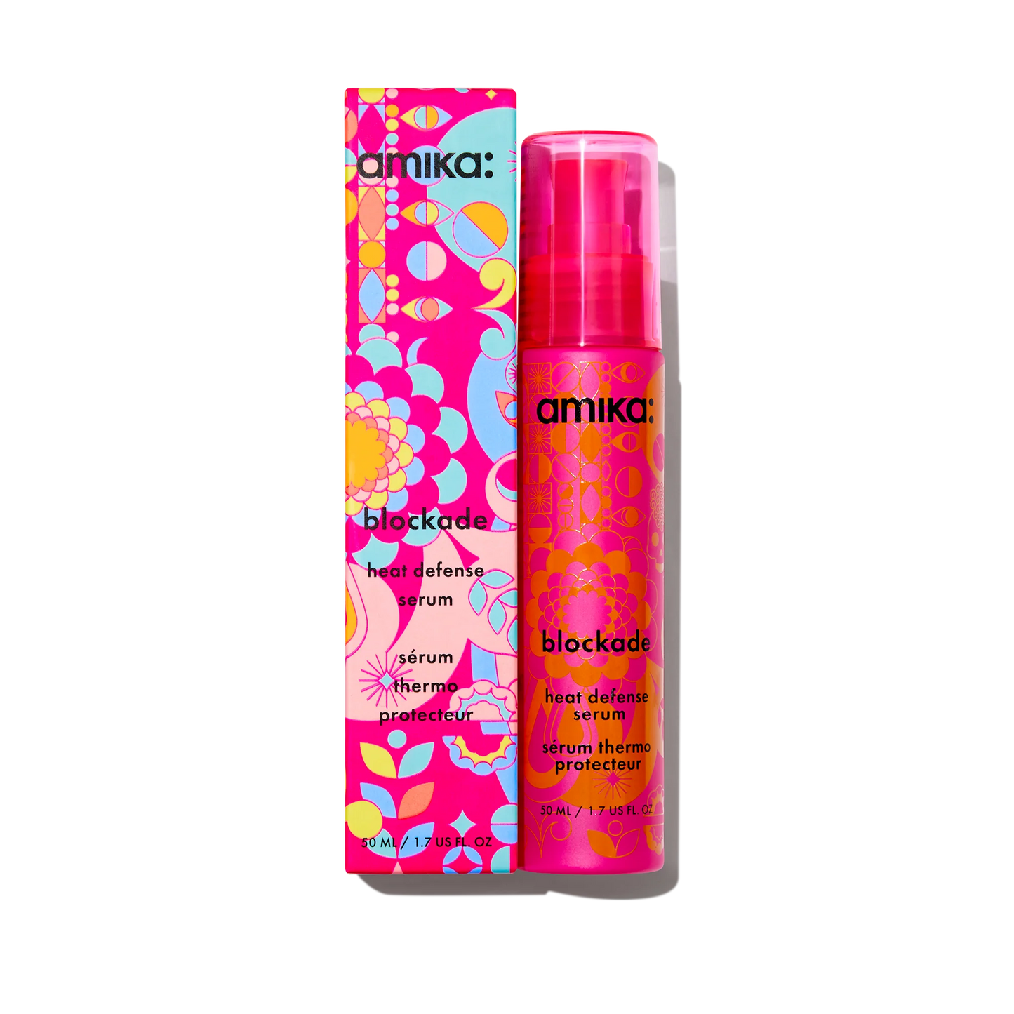 blockade heat defense hair serum, heat protectant serum 1.7 oz / 50 ml - amika