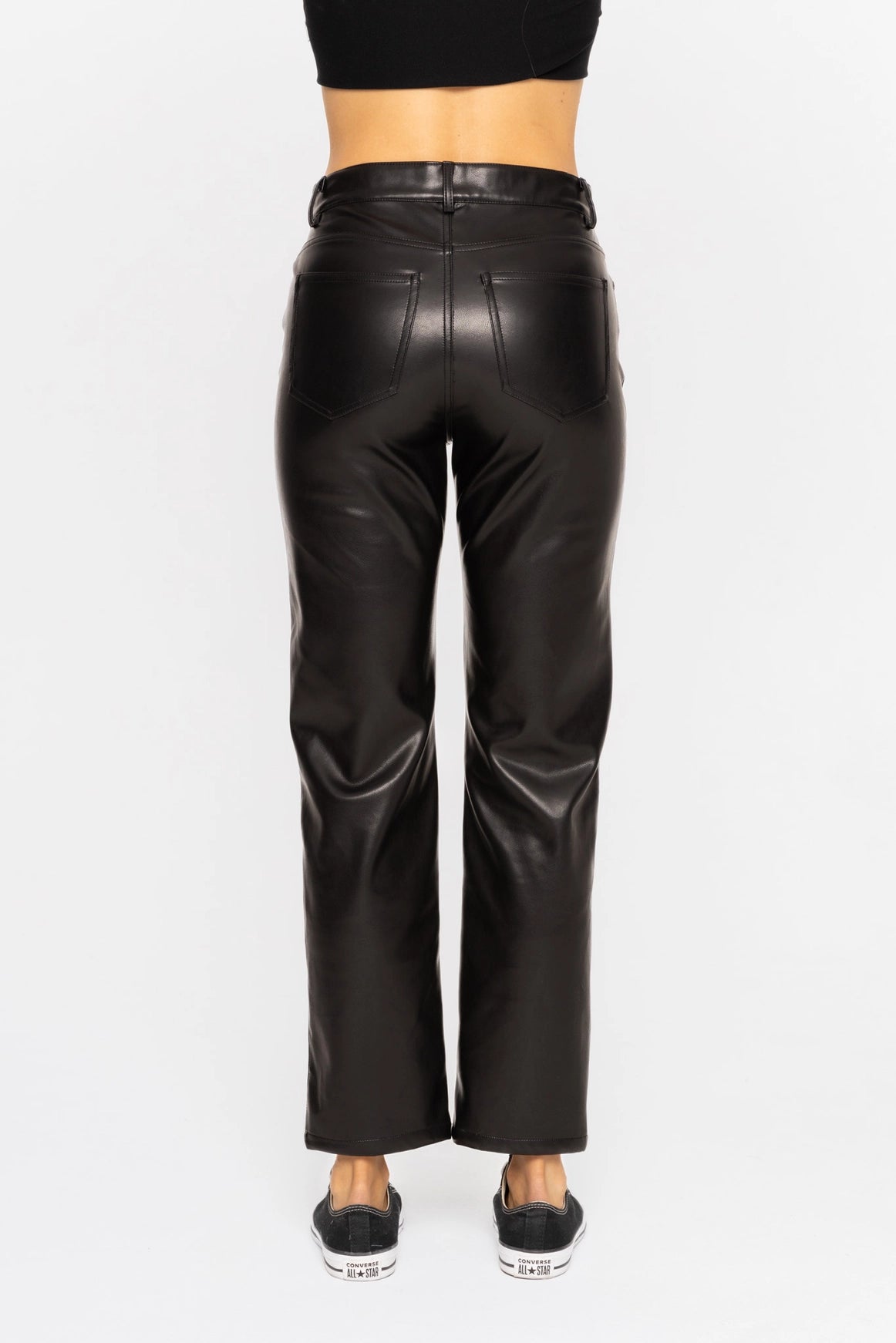 Vegan Leather Straight Leg Pants