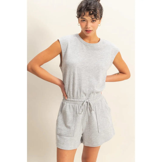 Sleeveless Drawstring Waist Romper