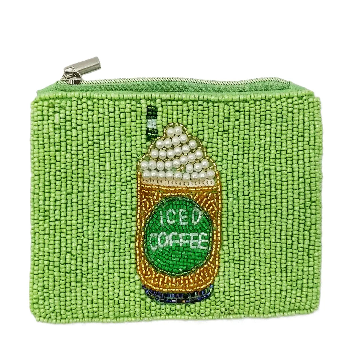 iced coffee beaded coin purse