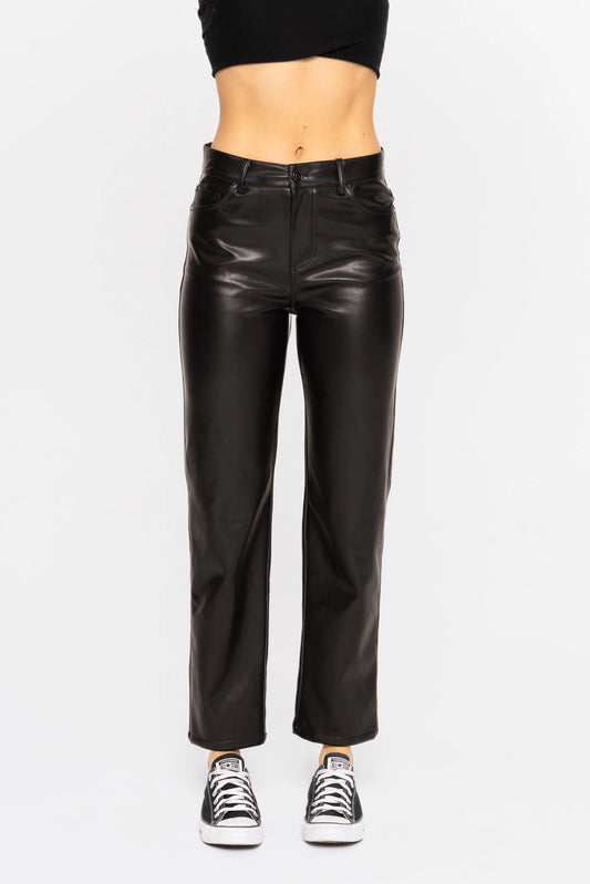 Vegan Leather Straight Leg Pants