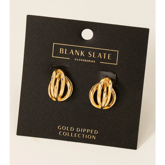 Gold Dipped Oval Post Earrings