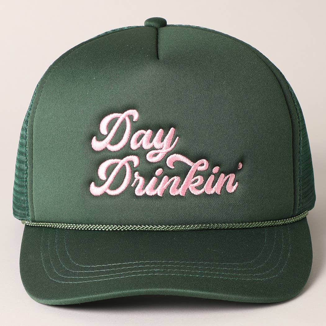 Day Drinkin Embroidery Mesh Back Trucker Hat