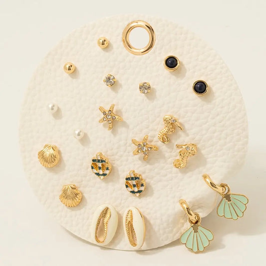 Mixed Sea Life Stud Earrings Set